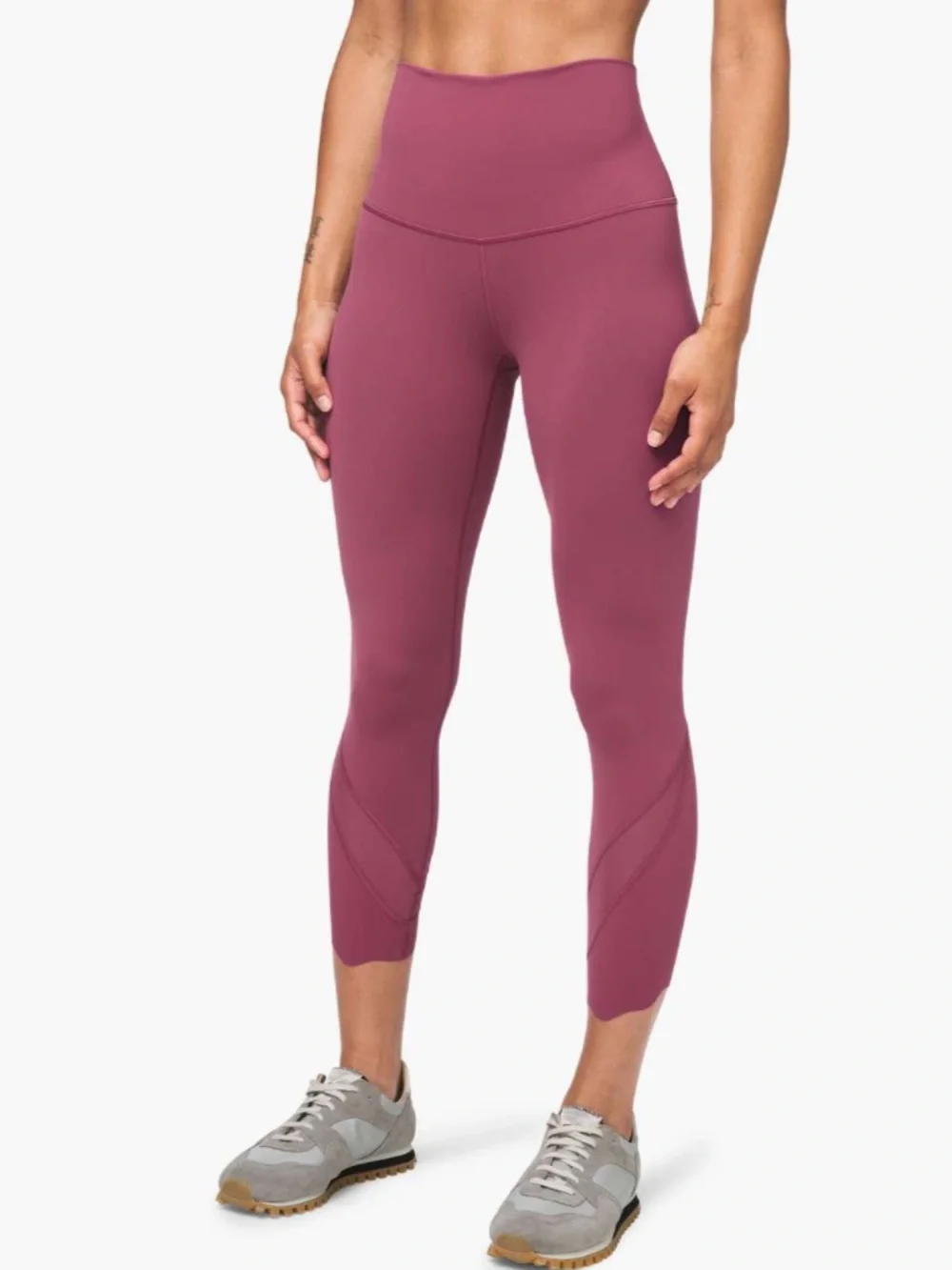Lululemon Wunder Under Crop High-Rise *Roll Down Scallop Petal Pink size 6 fit - Picture 3 of 14